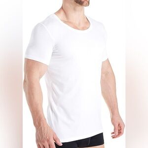HANRO Mens COTTON SUPERIOR Crew Neck Cotton Stretch Undershirt - WHITE Size L
